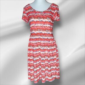 Floral Multicolor Women's Sundress Dress, Skater Dress, Mini, Crisscross Back S